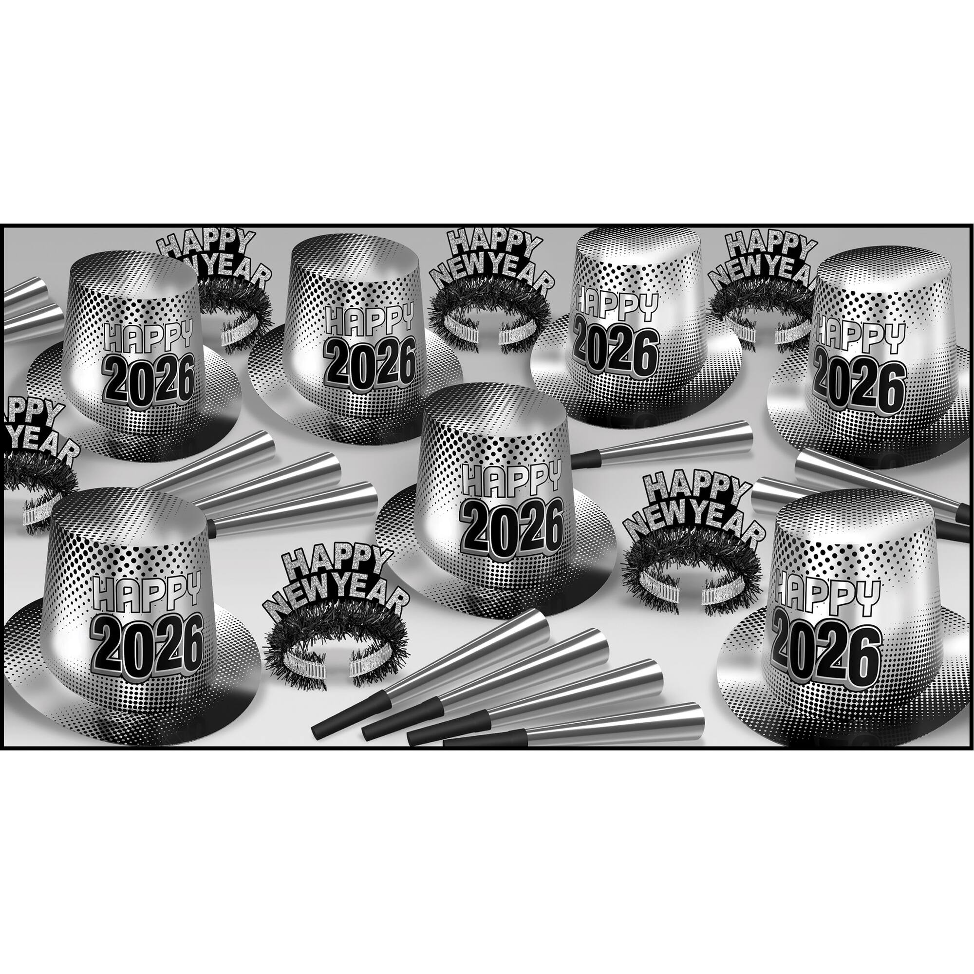 Beistle Sliver & Black New Year 2026 Accessory Kit